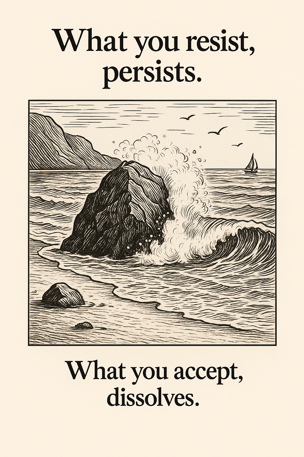 Motivational Quote Coastal Illustration