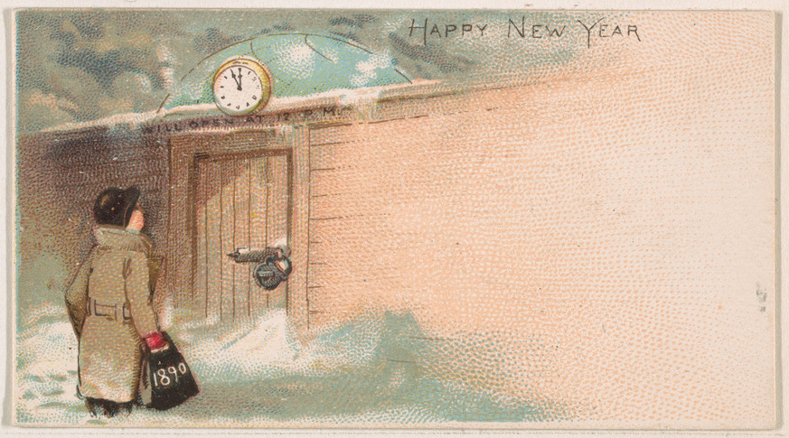 1890 Vintage New Year Greeting Postcard