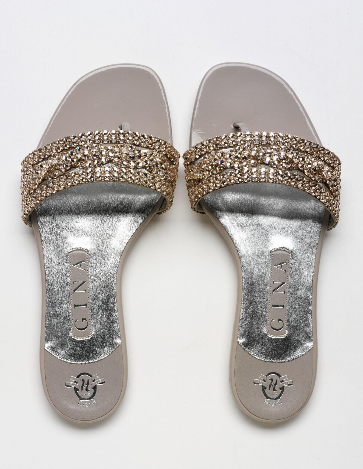 GINA Rhinestone Flat Slide Sandals