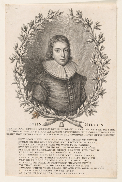 Etching Portrait of John Milton
