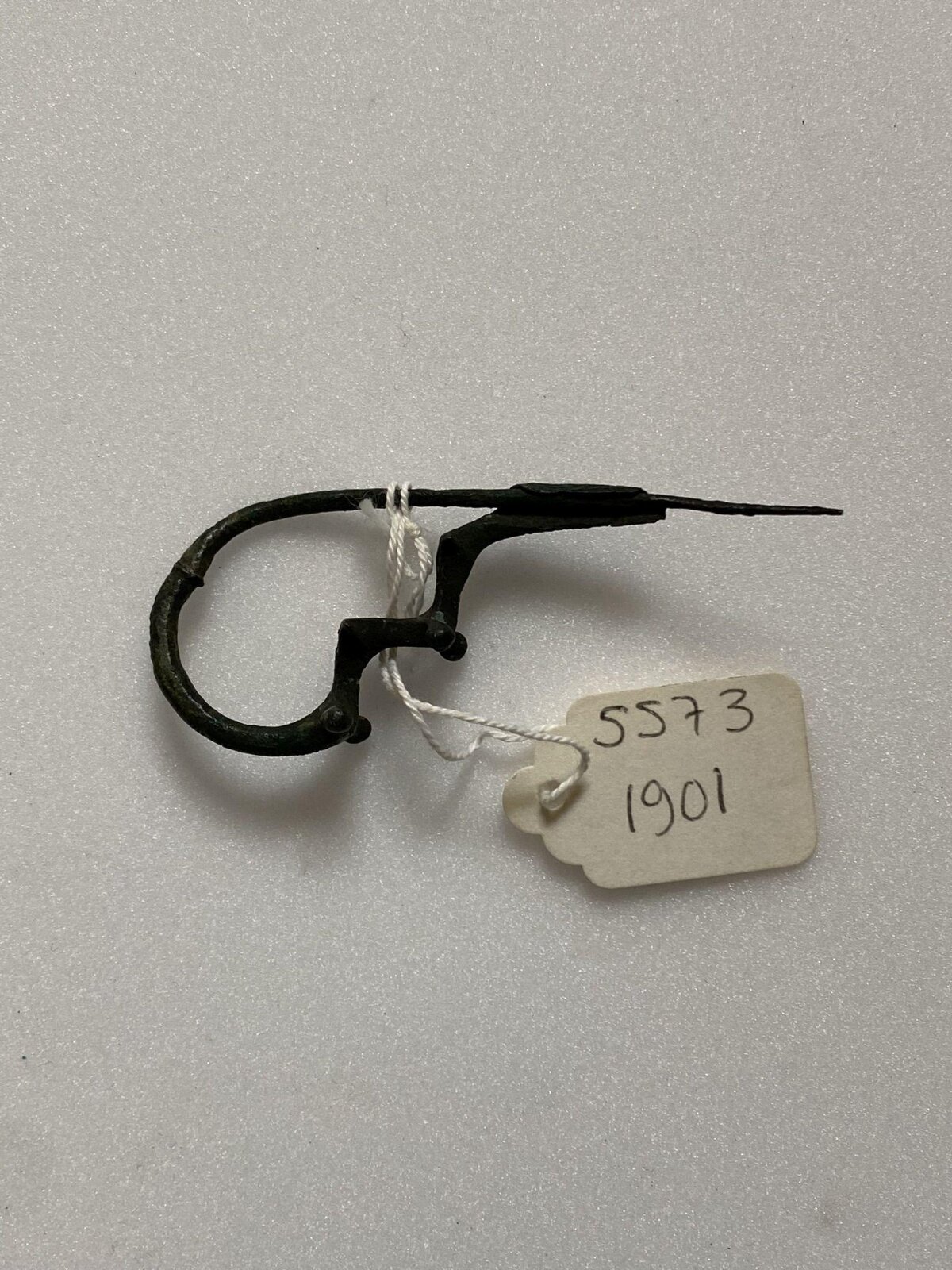 Ancient Bronze Fibula with Collection Tag