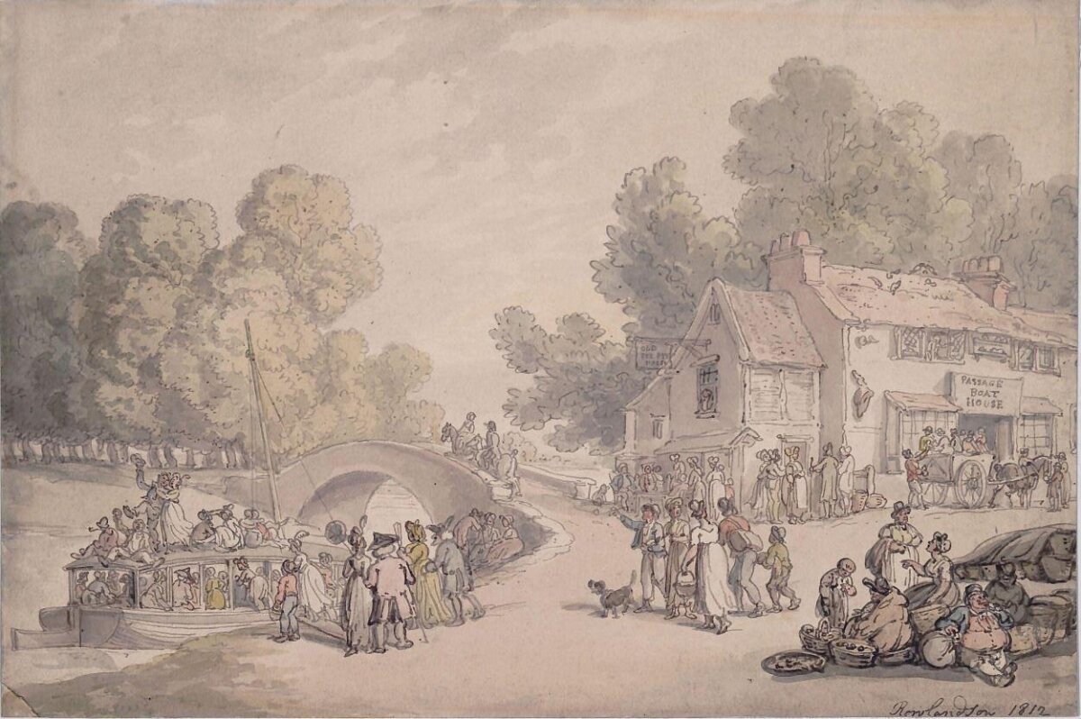 1812 Riverside Boat House Crowd Scene