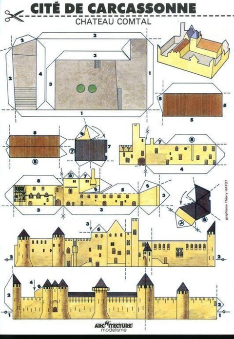 Carcassonne Castle Paper Model Template
