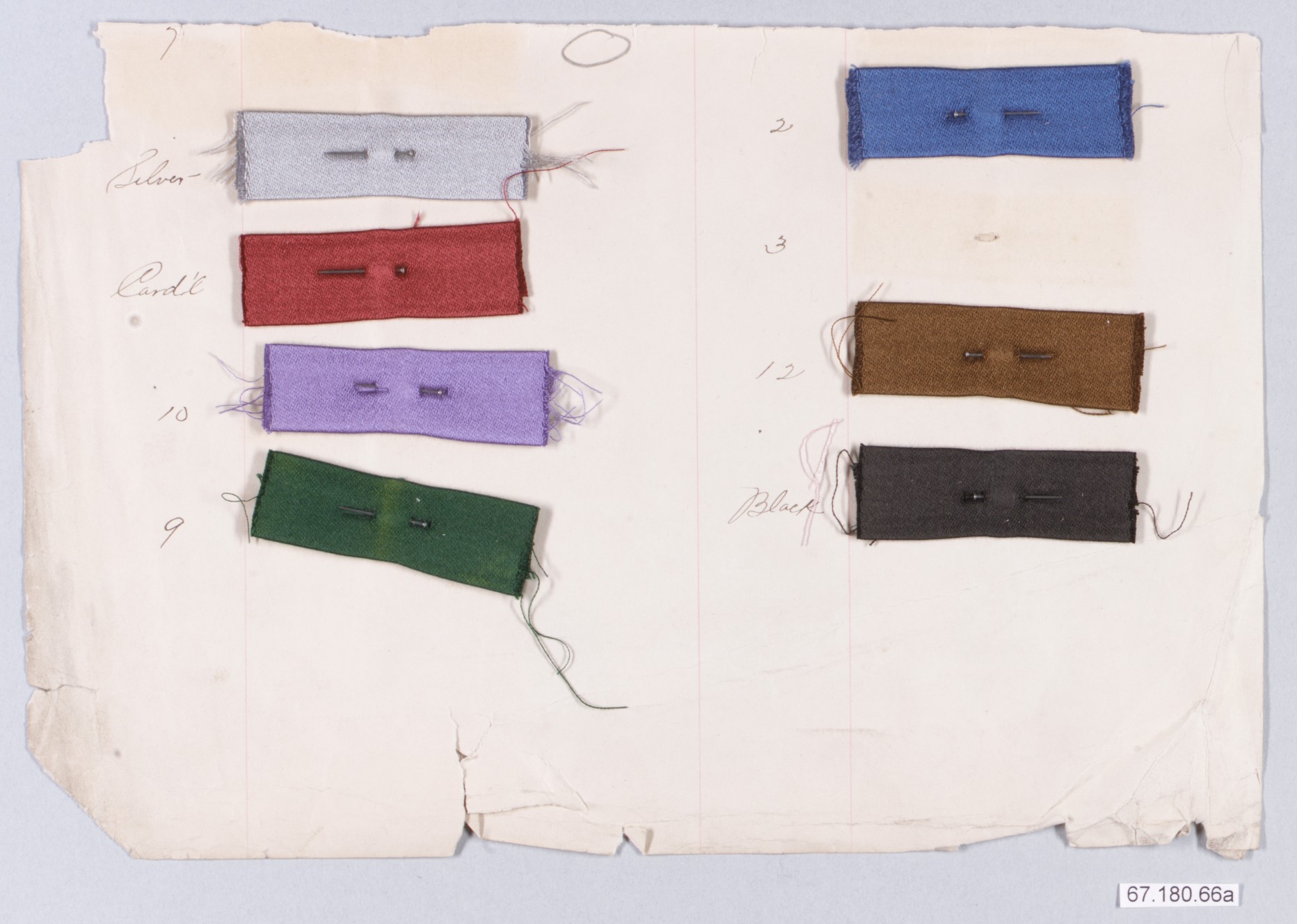 Antique Fabric Color Swatch Card