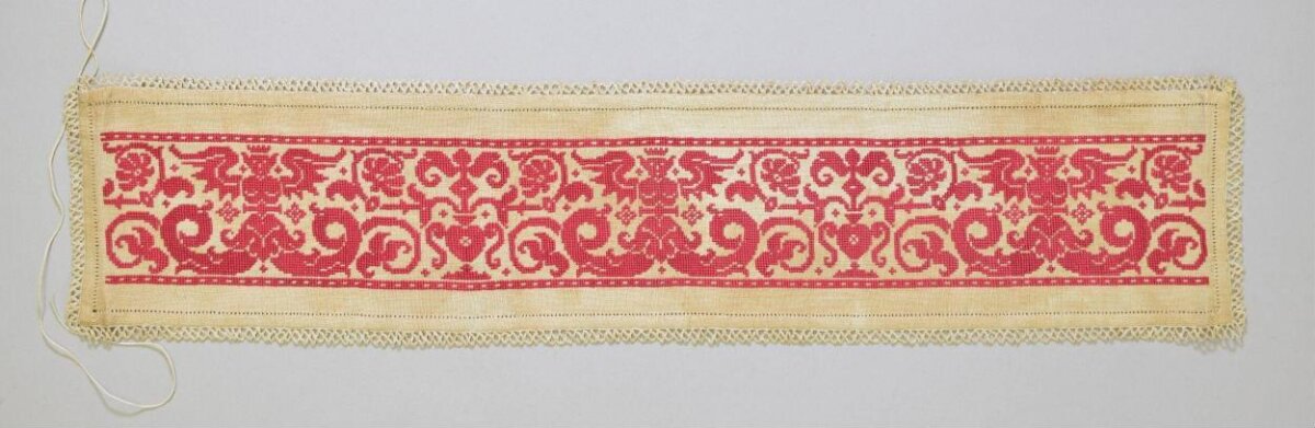 Vintage Red Embroidered Table Runner