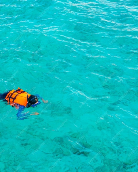 Snorkeler in Clear Turquoise Sea