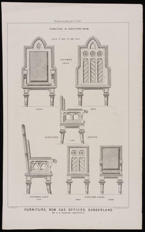 1869 Director Room Furniture Drawing