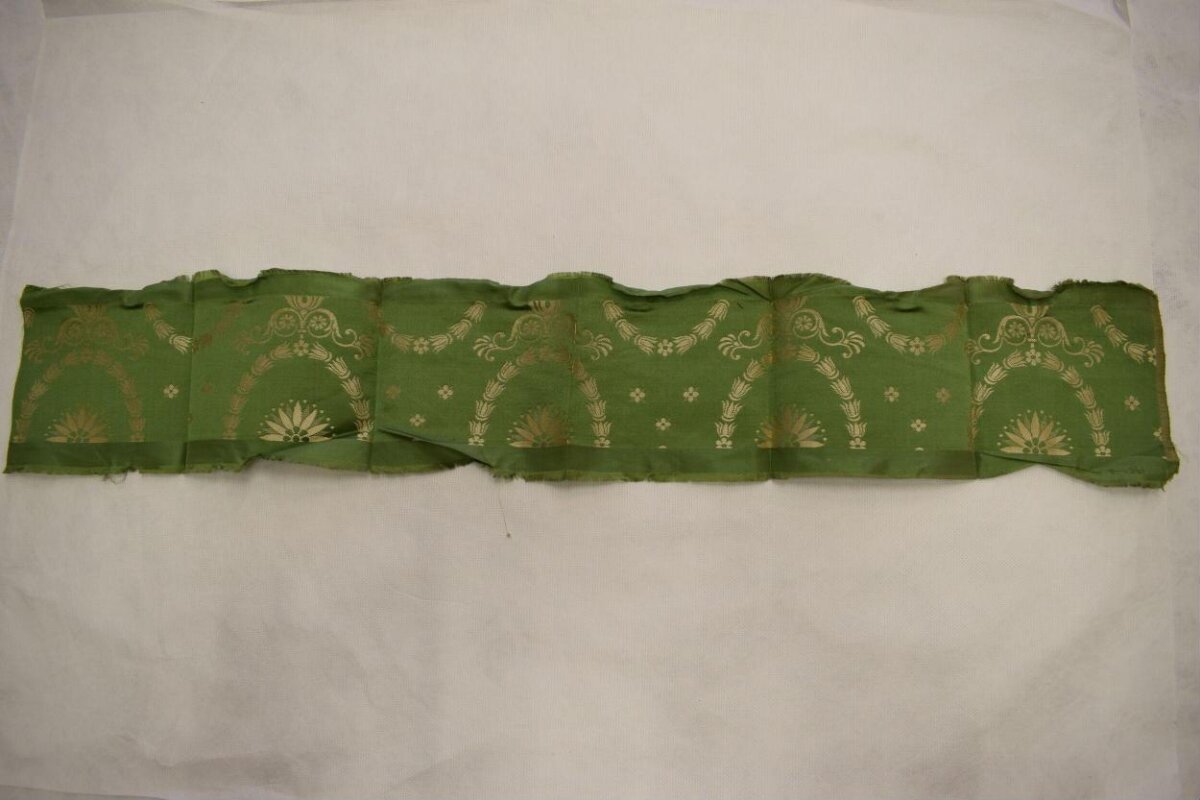 Green Patterned Antique Fabric Fragment