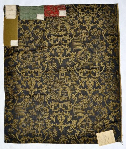 Vintage Chinoiserie Pattern Textile Sample