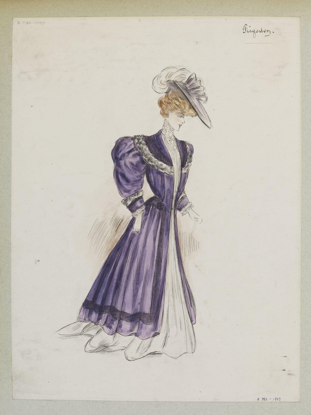 Edwardian Purple Dress Fashion Sketch