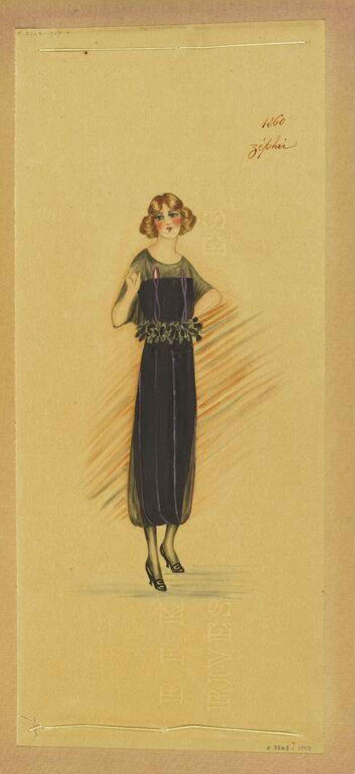 Vintage Women's Dress Fashion Sketch