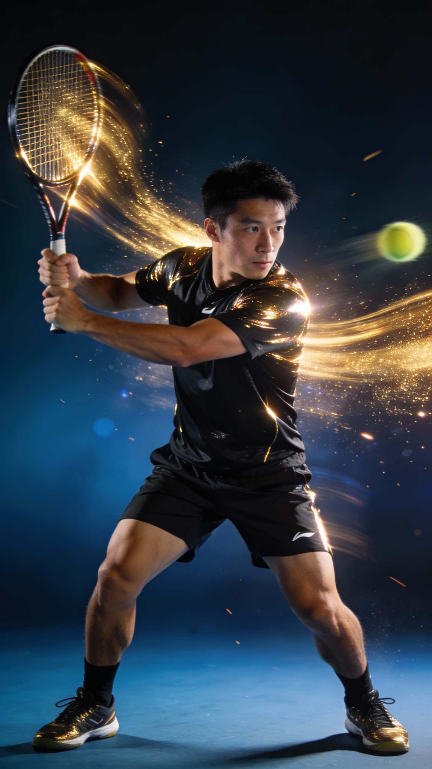 Male Tennis Player Preparing to Hit Ball