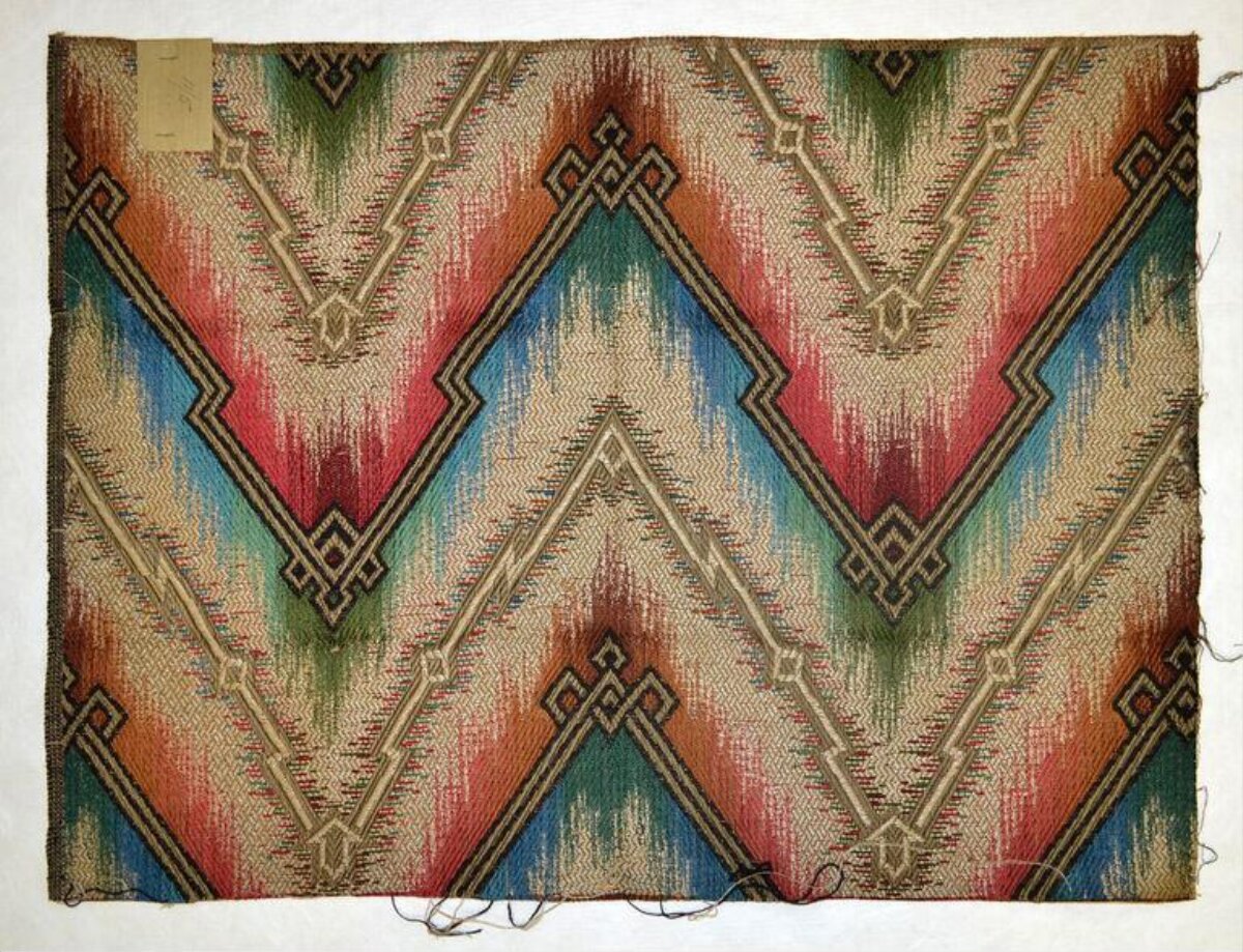 Vintage Geometric Woven Fabric Sample