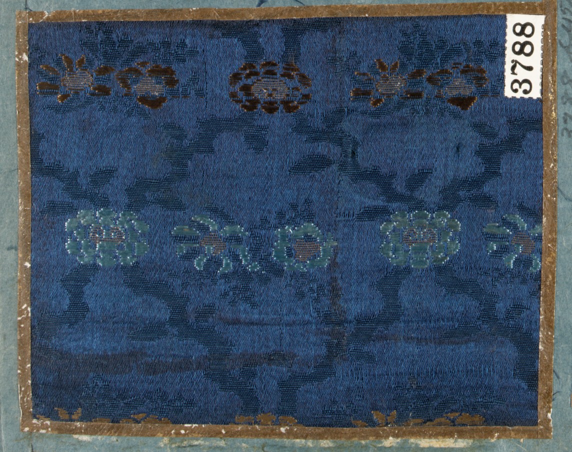 Antique Blue Floral Woven Textile Sample