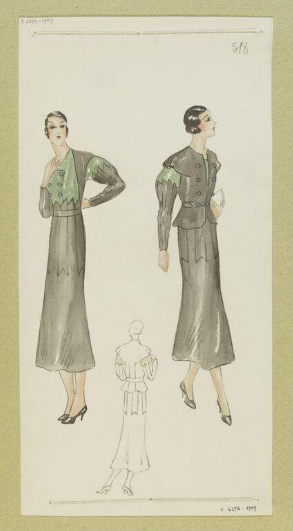 1930s Women's Dress Fashion Sketches