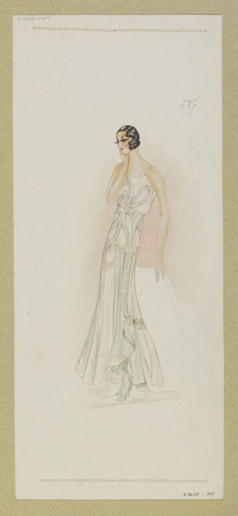 Vintage Evening Gown Fashion Sketch