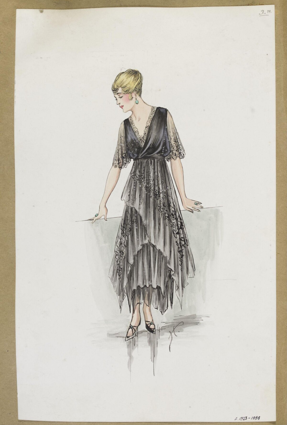 Vintage Black Dress Fashion Illustration