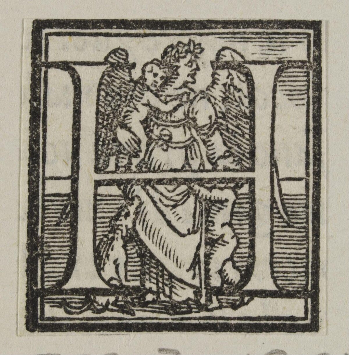 Woodcut Decorated Initial Letter H