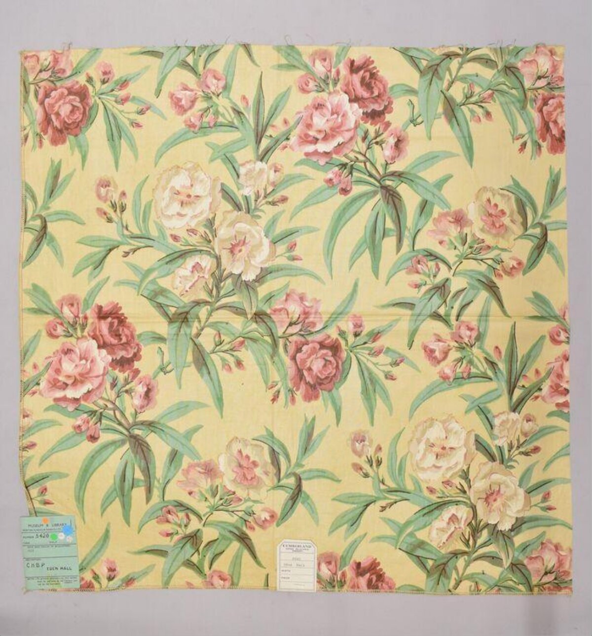 Yellow Floral Printed Fabric Swatch