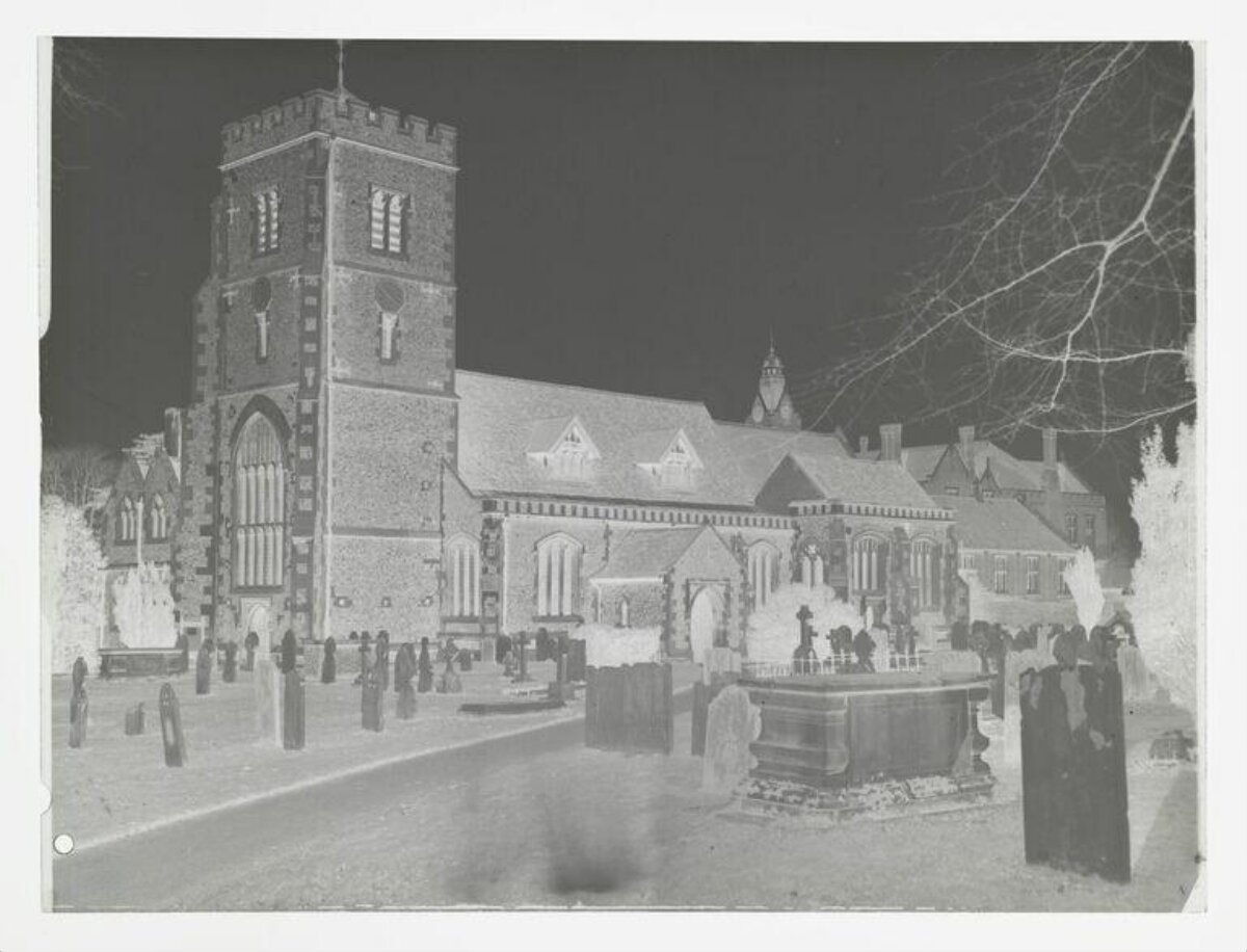 Old Negative of Church and Graveyard
