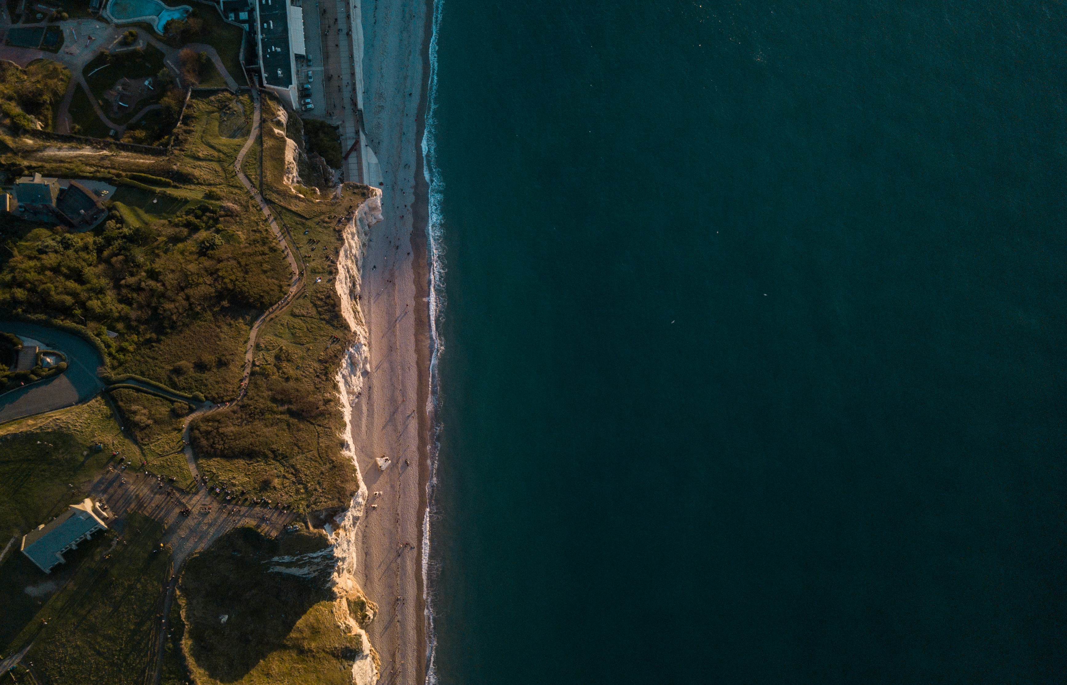 Aerial View of Coastal White Cliffs Beach