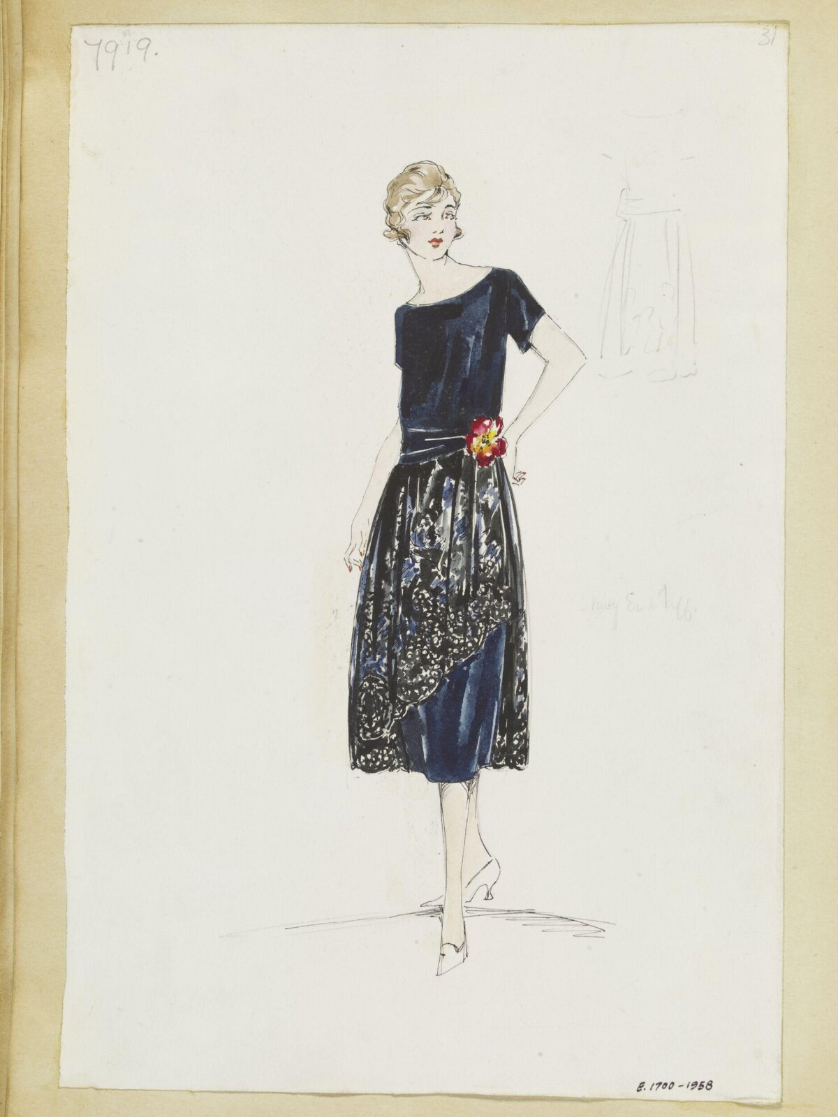 1919 Women's Dress Fashion Sketch