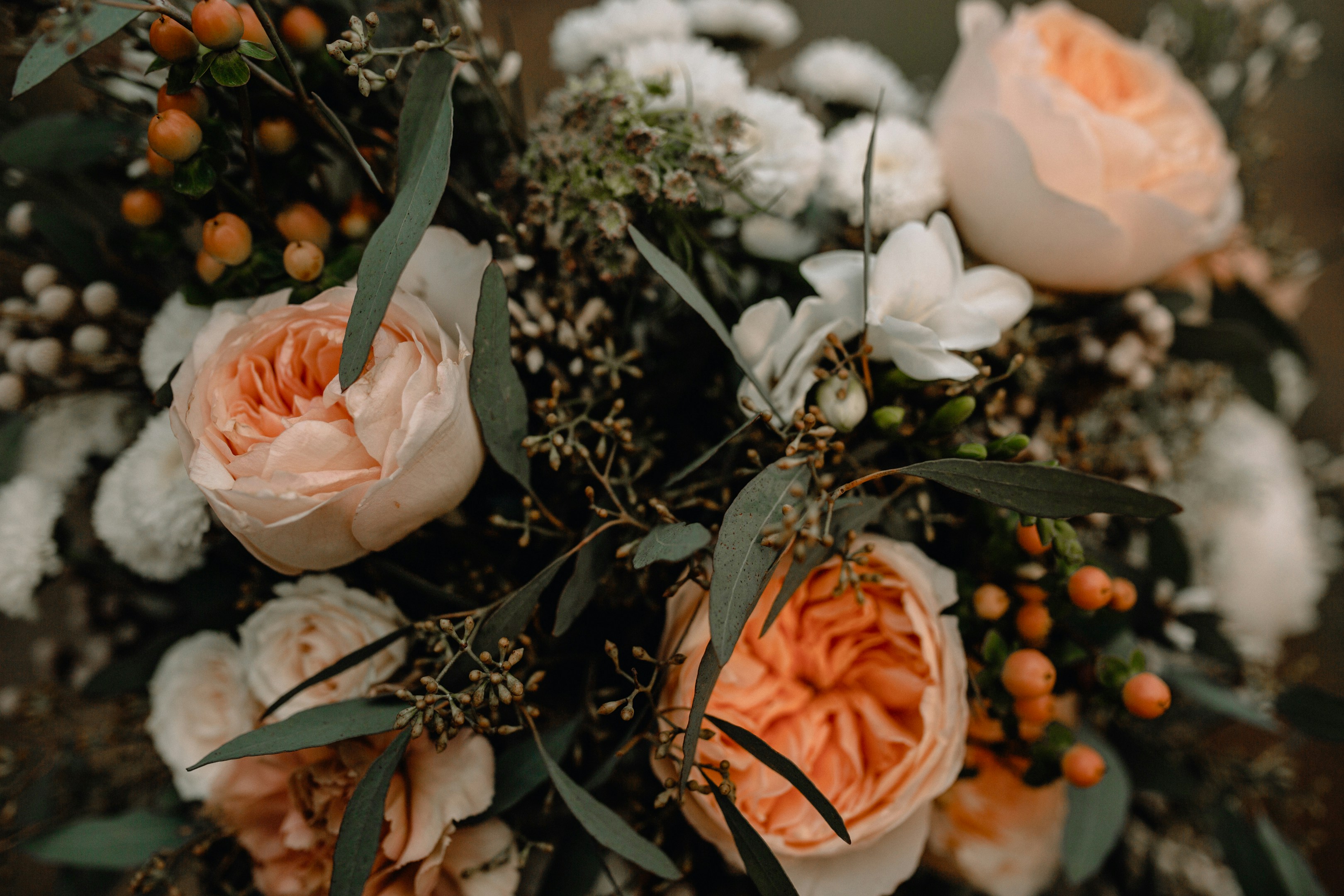 Peach and White Mixed Flower Bouquet