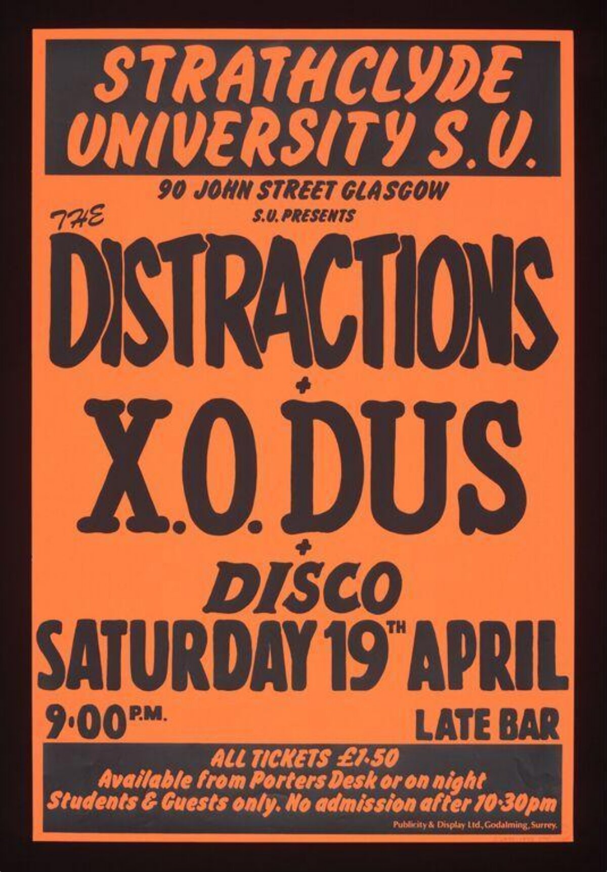 Vintage Strathclyde University Gig Poster