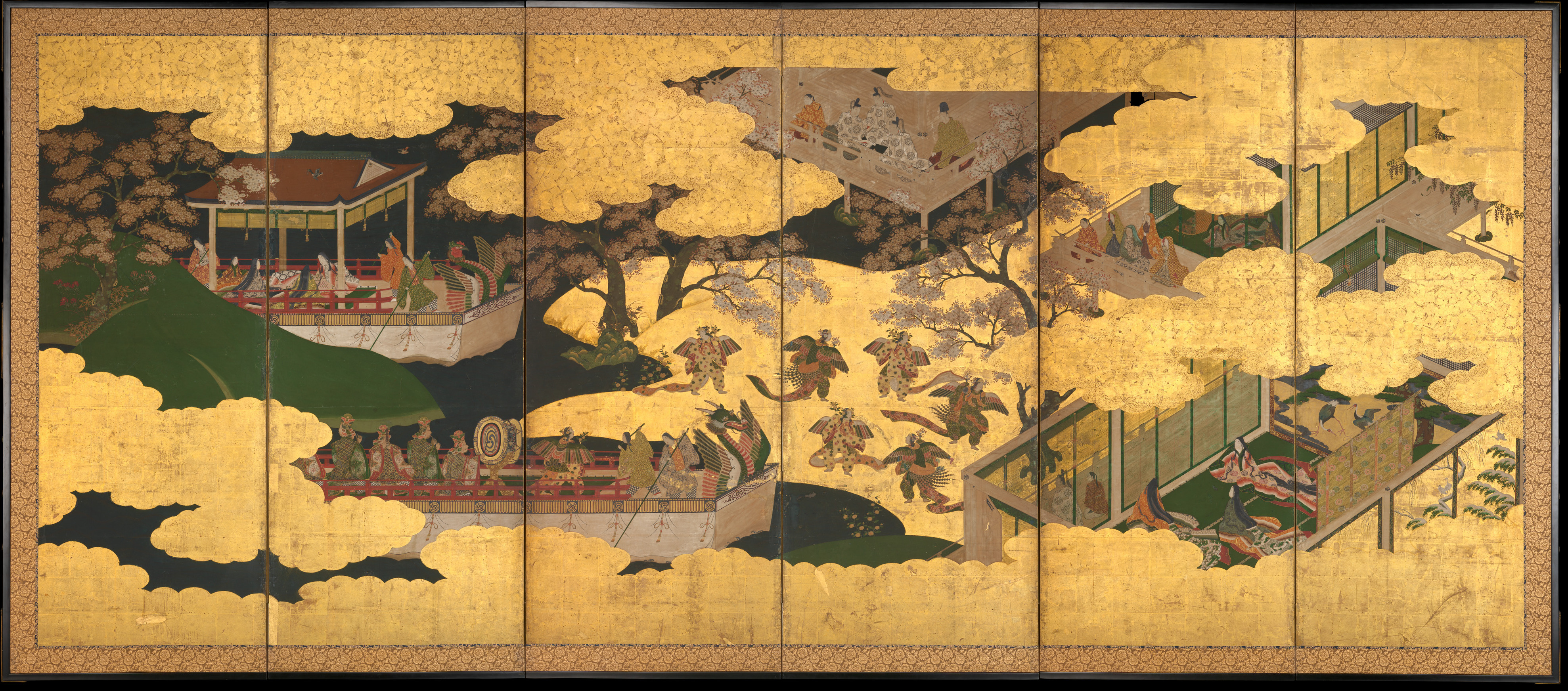 Japanese Court Performance Folding Screen