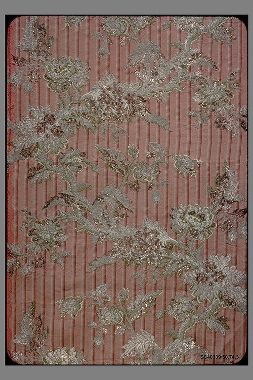 Pink Striped Floral Embroidered Textile