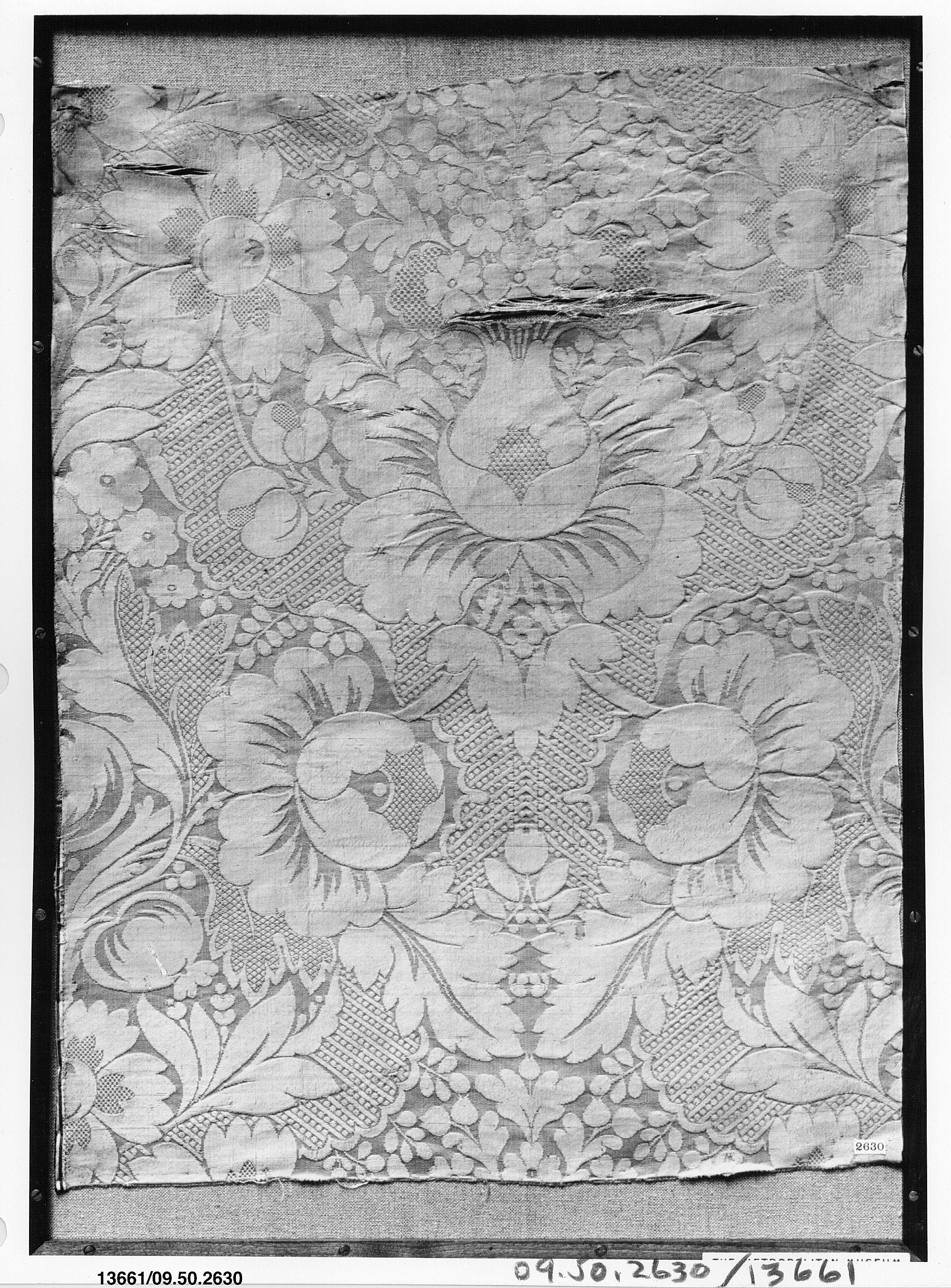 Antique Floral Patterned Textile Fragment
