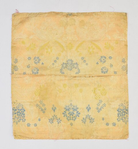 Yellow Floral Patterned Antique Silk Fragment