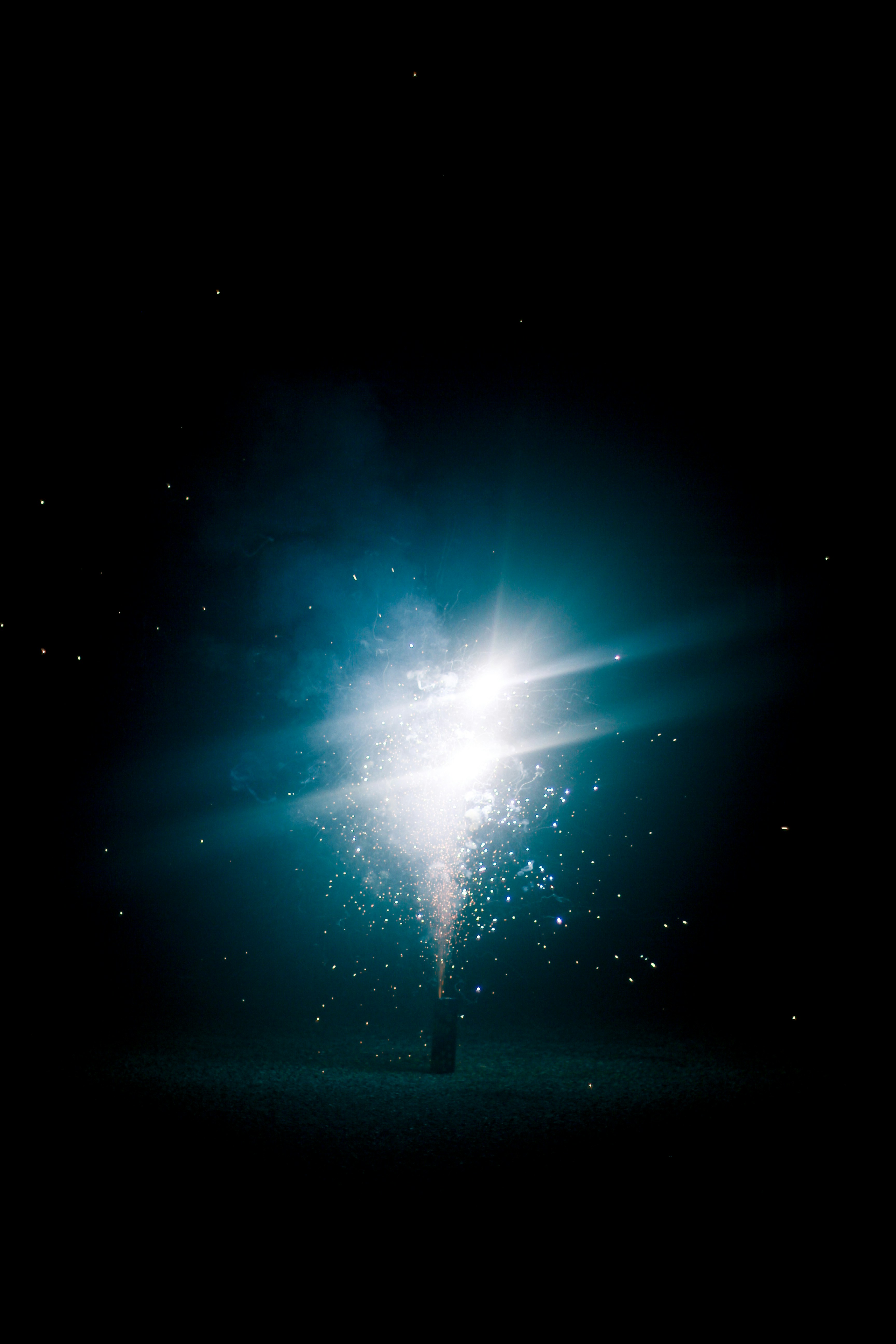 Burning Sparkler in Dark Night