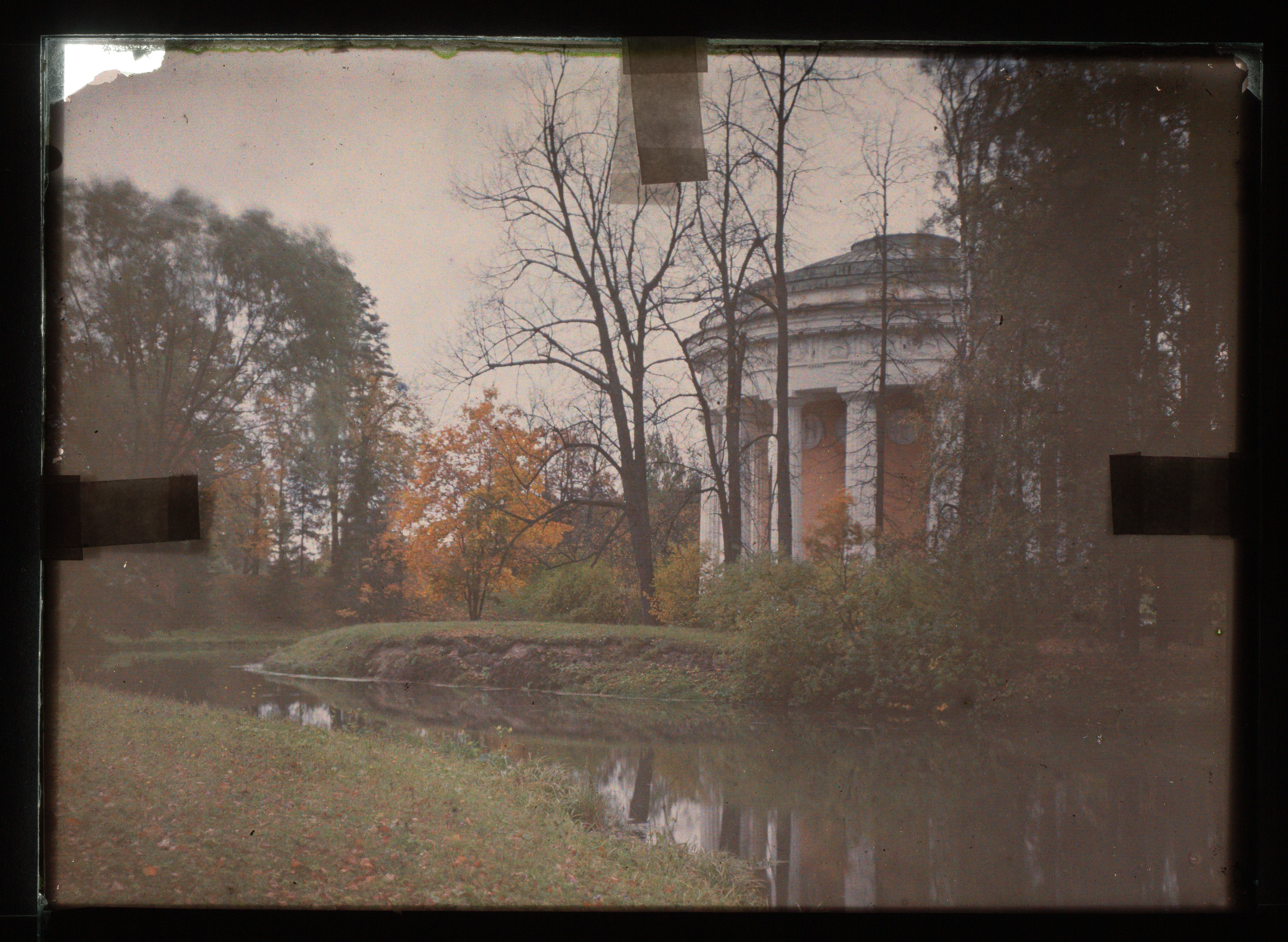 Autumn Park Rotunda by Pond