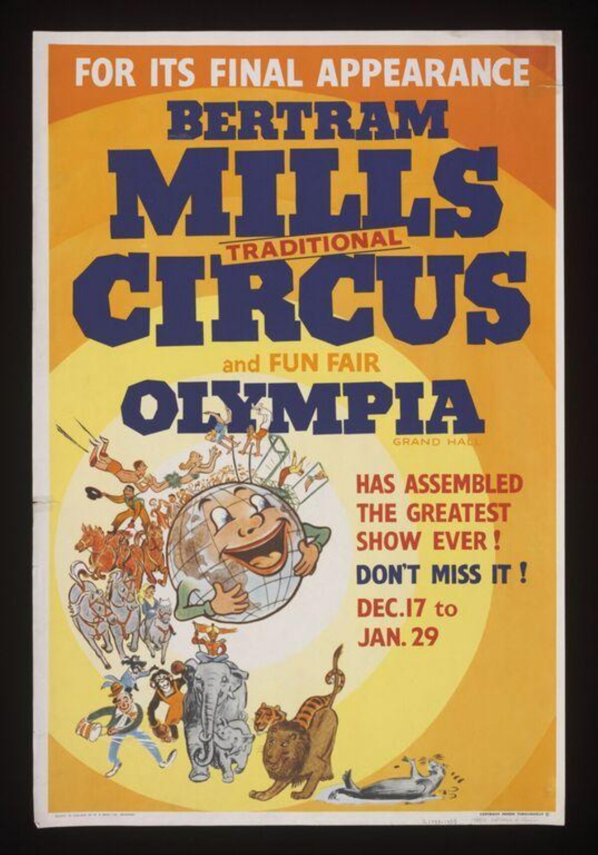 Bertram Mills Circus Vintage Poster