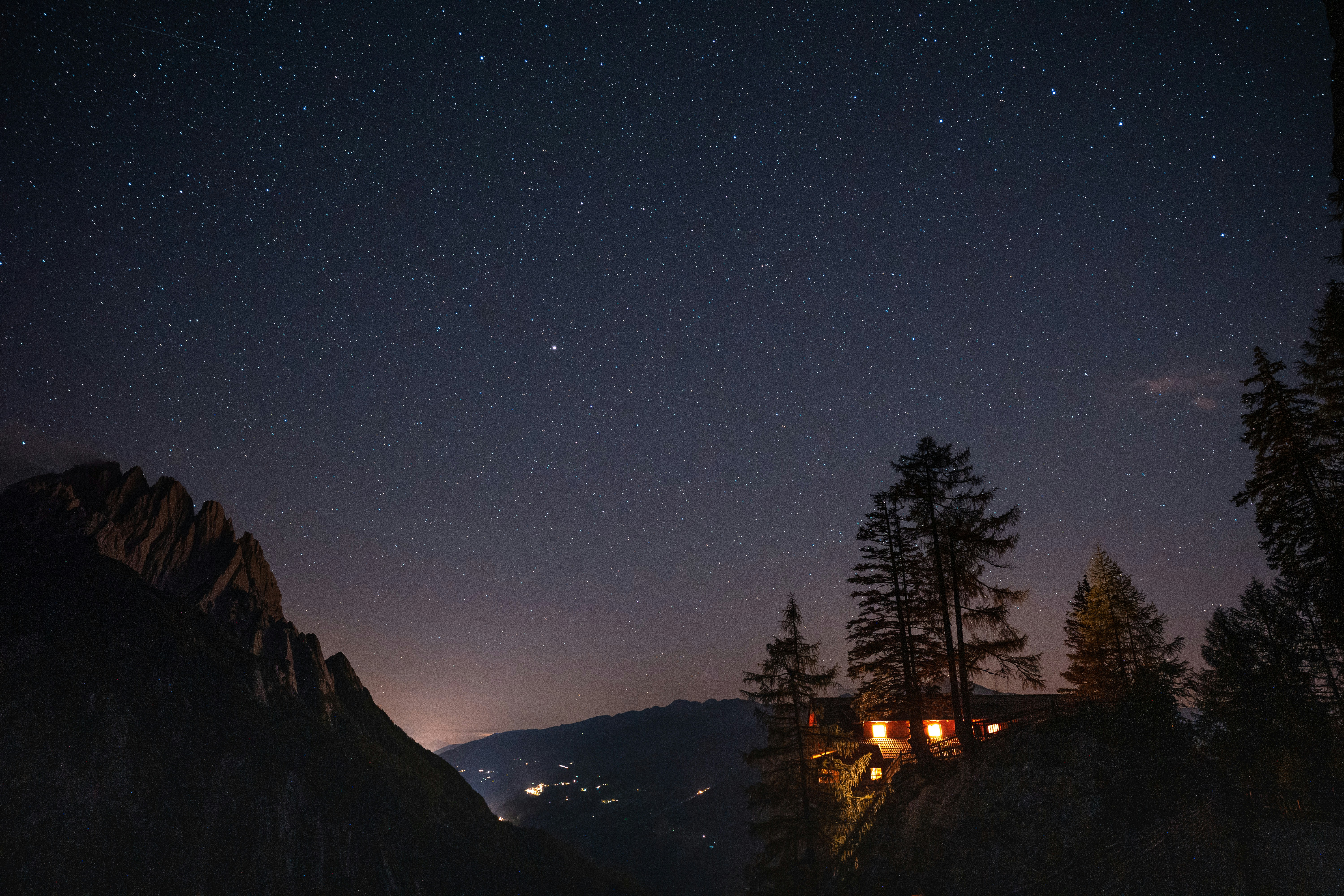 Starry Night Over Mountain Lodge
