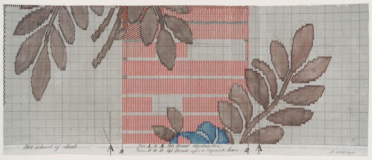 Hand Drawn Leaf Textile Design Draft