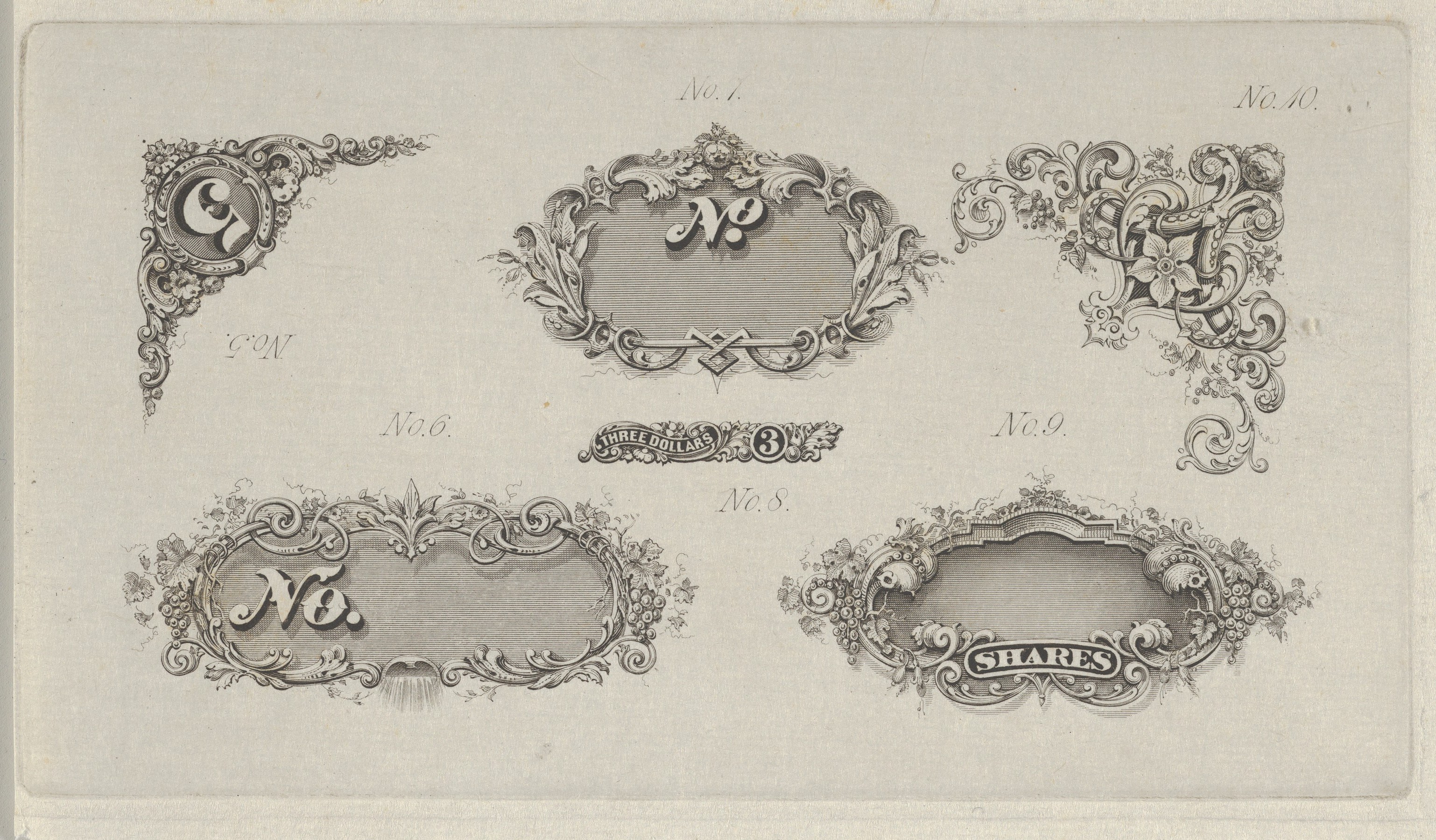Vintage Engraved Decorative Ornament Samples