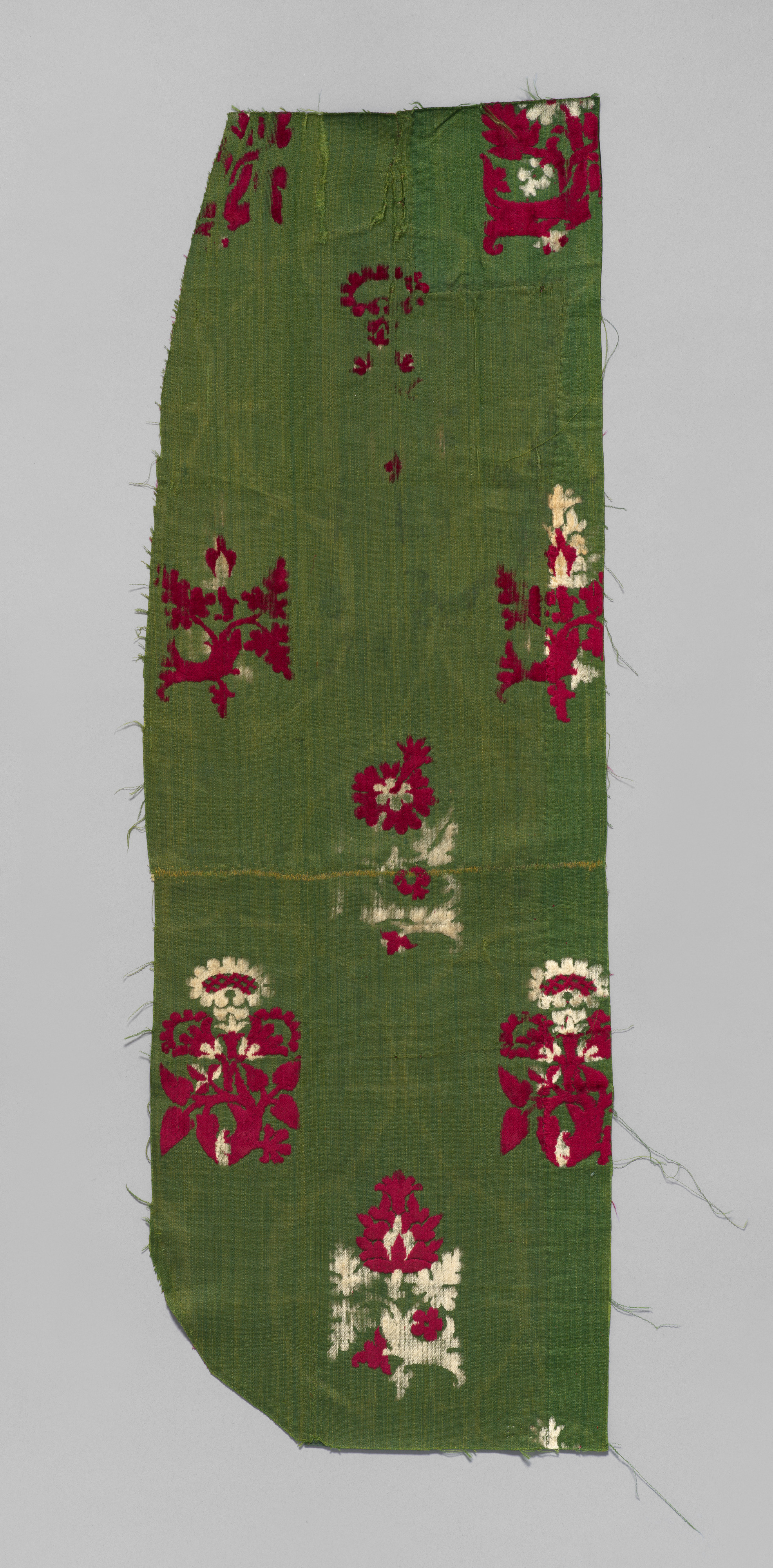 Green Antique Embroidered Textile Fragment