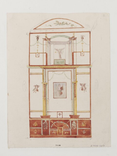 Watercolor Sketch of Roman Wall Decoration