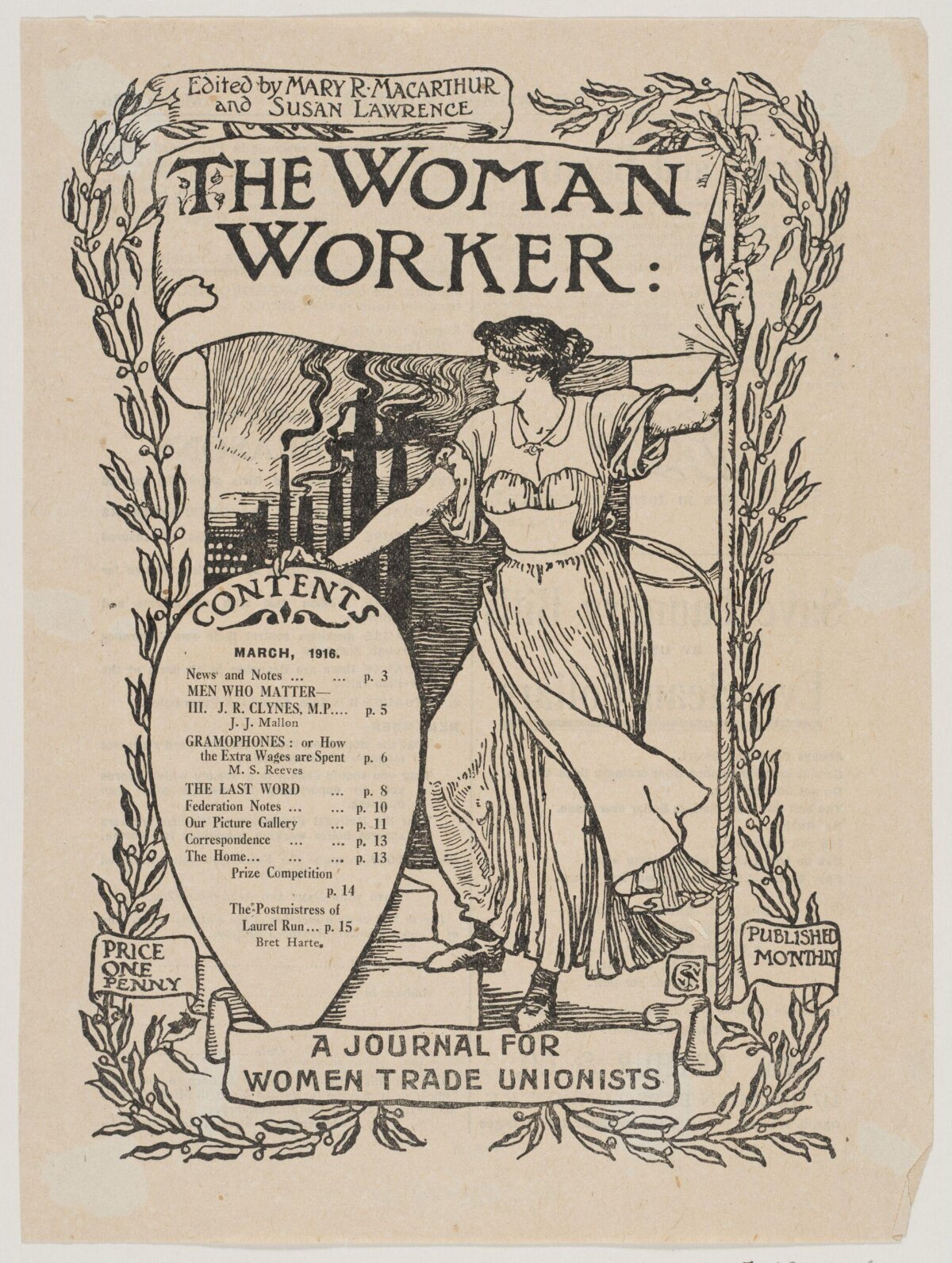 1916 The Woman Worker Journal Cover