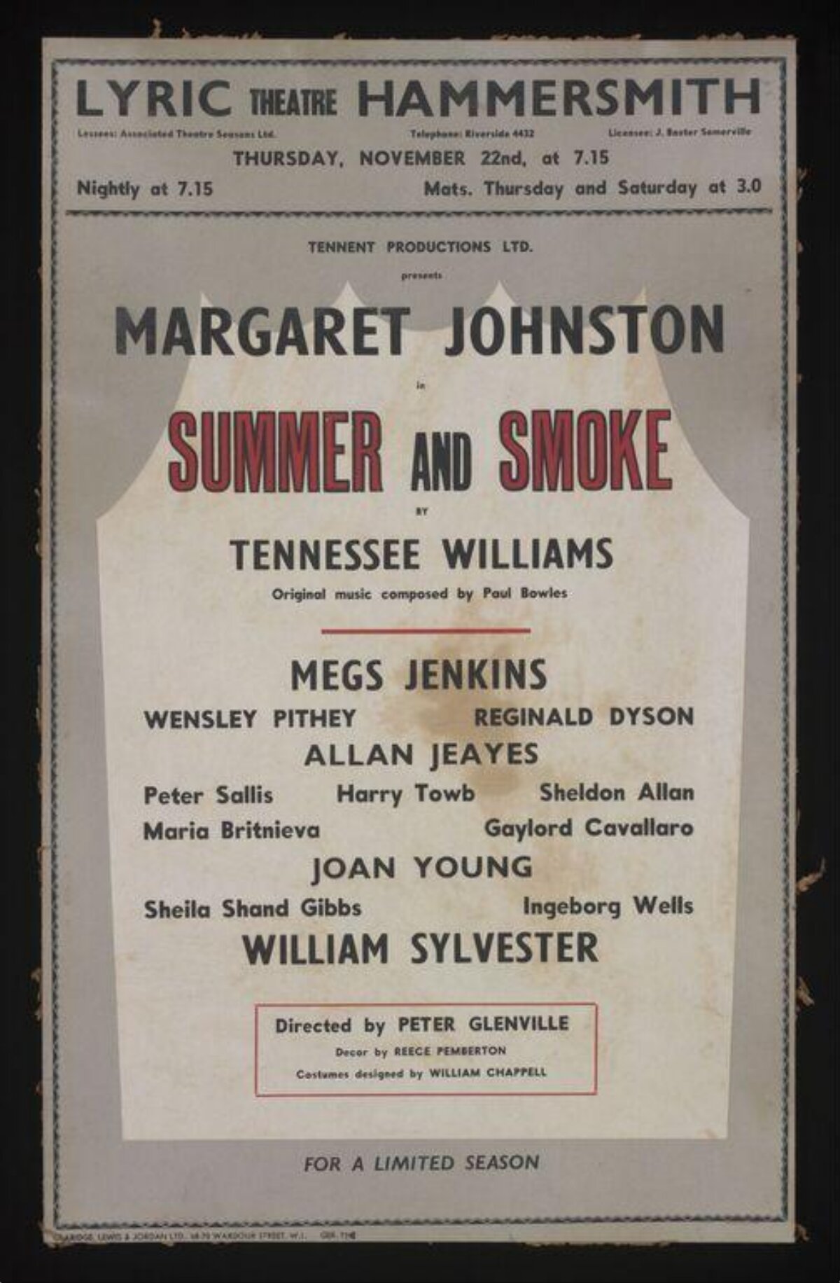 Vintage Summer and Smoke Theatre Poster