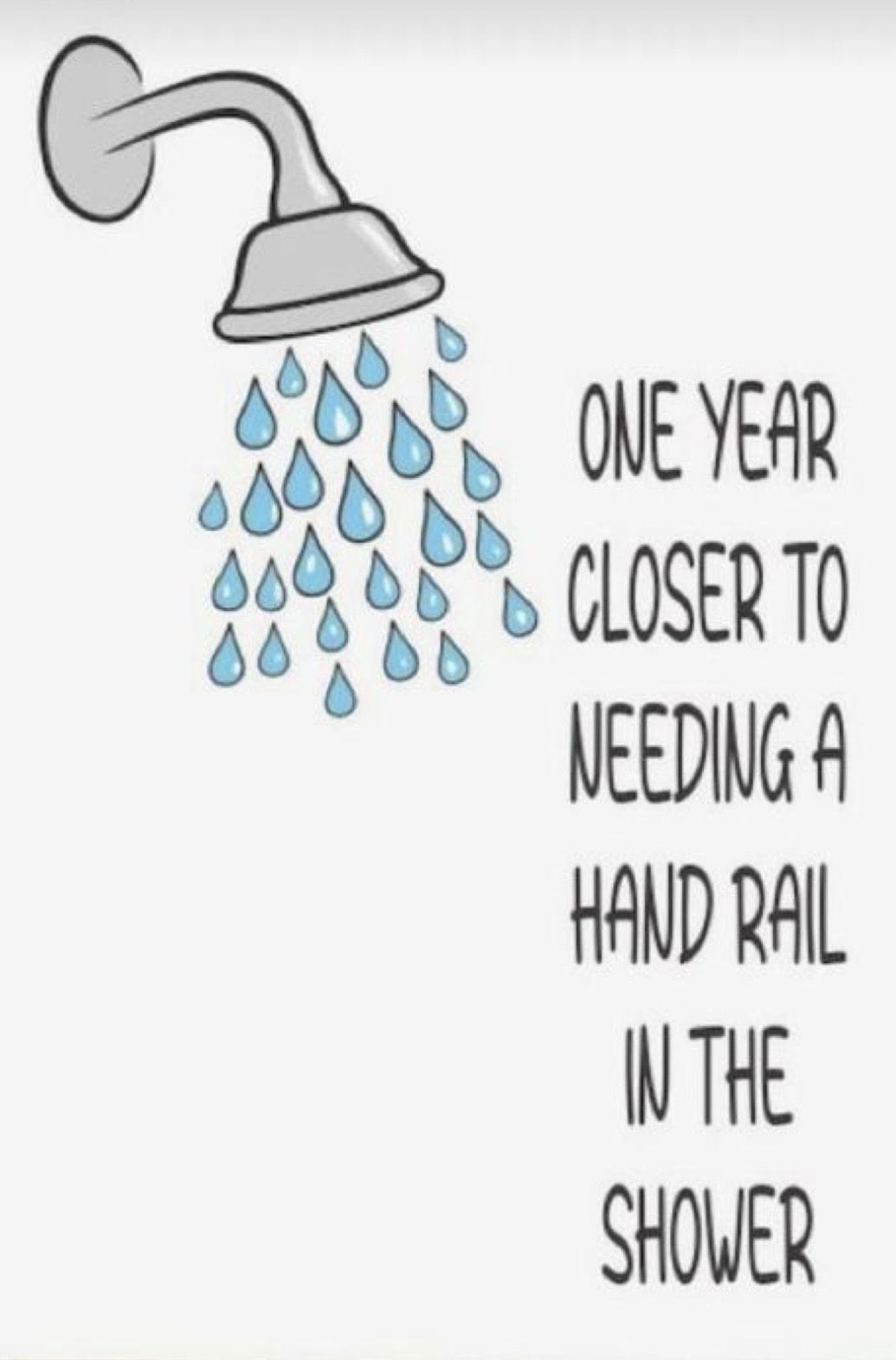 Funny Shower Hand Rail Aging Joke