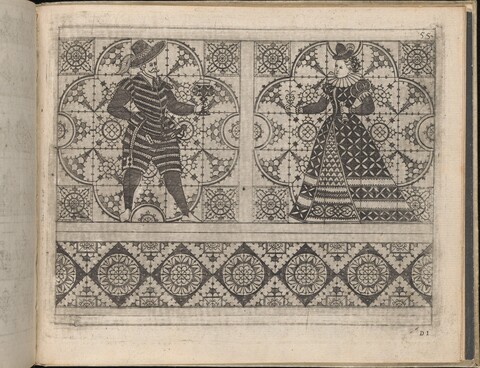 Renaissance Engraving of Noble Couple Pattern