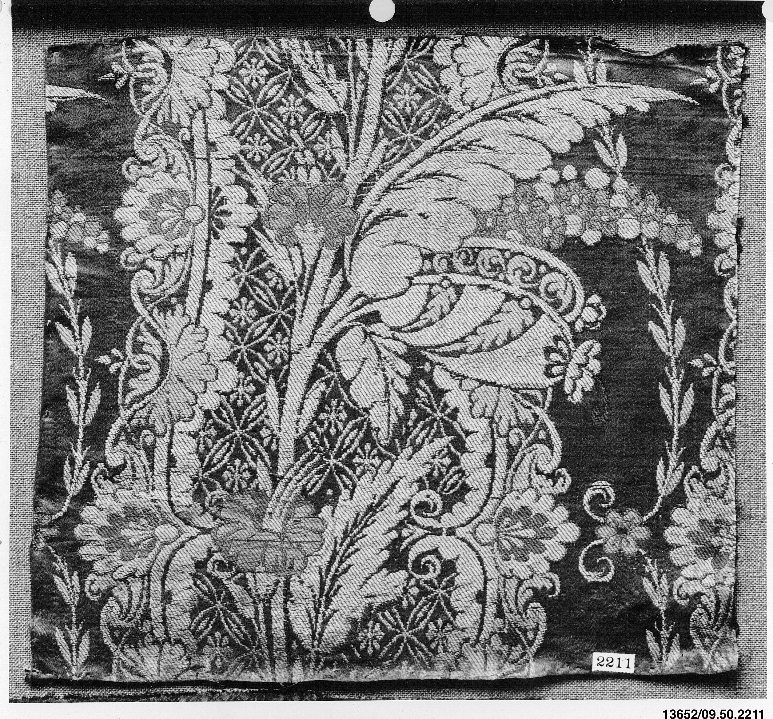 Antique Woven Floral Textile Fragment