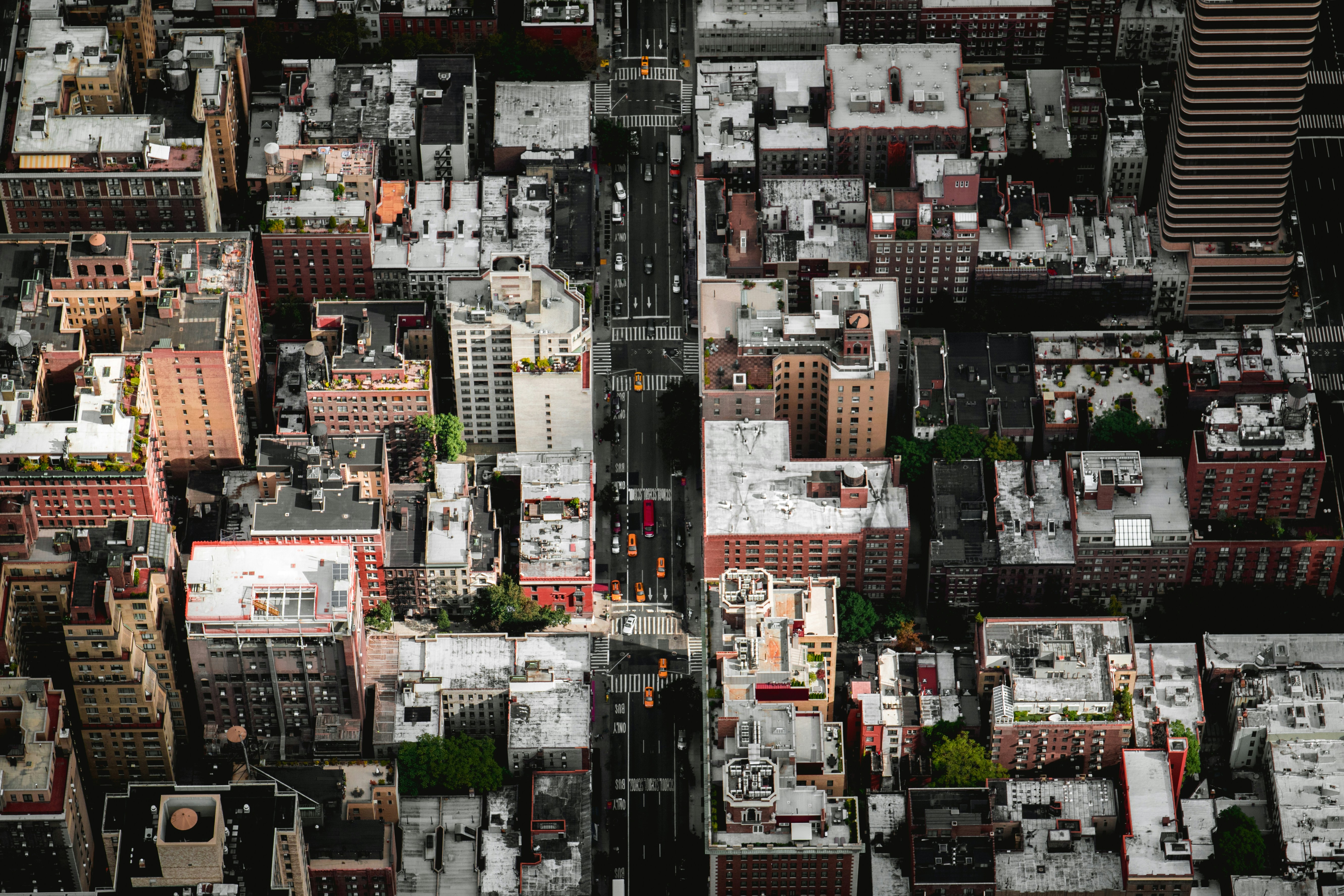 Aerial View of City Street Grid