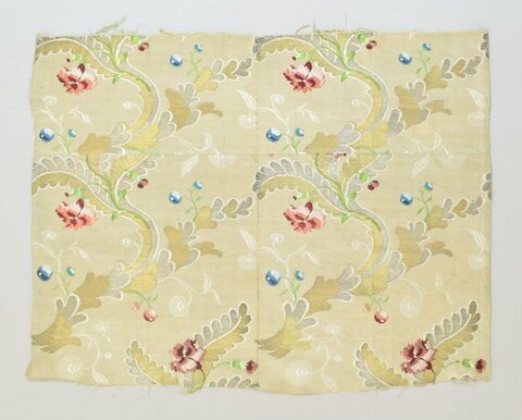 Vintage Floral Embroidered Textile Fragment