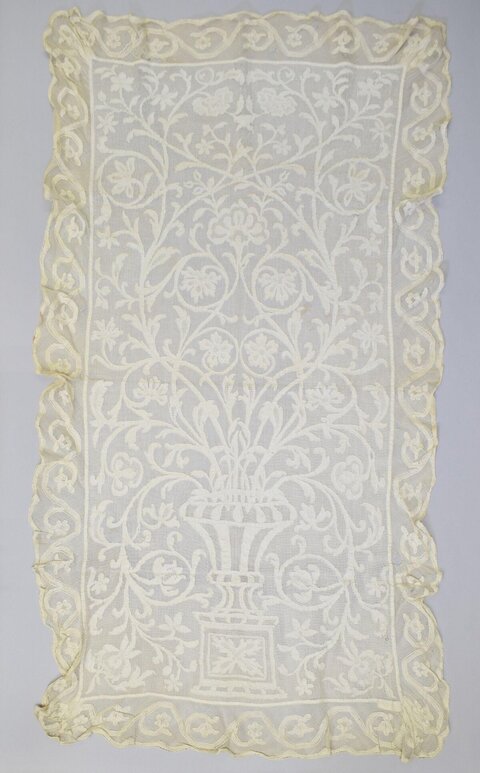 Antique Floral Embroidered Lace Panel