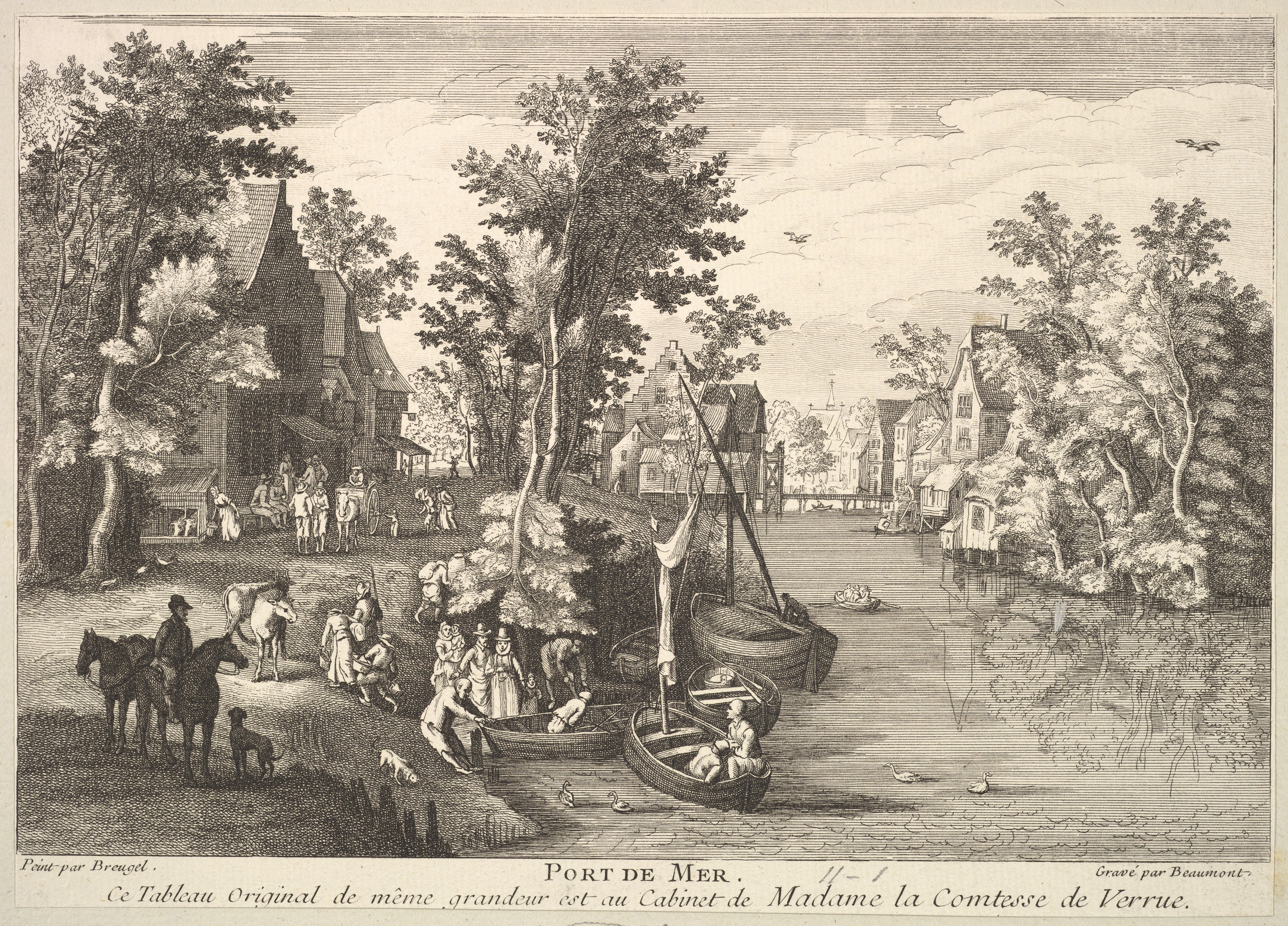 Port de Mer Riverside Engraving