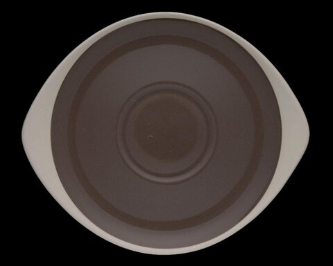 Brown and White Ceramic Saucer